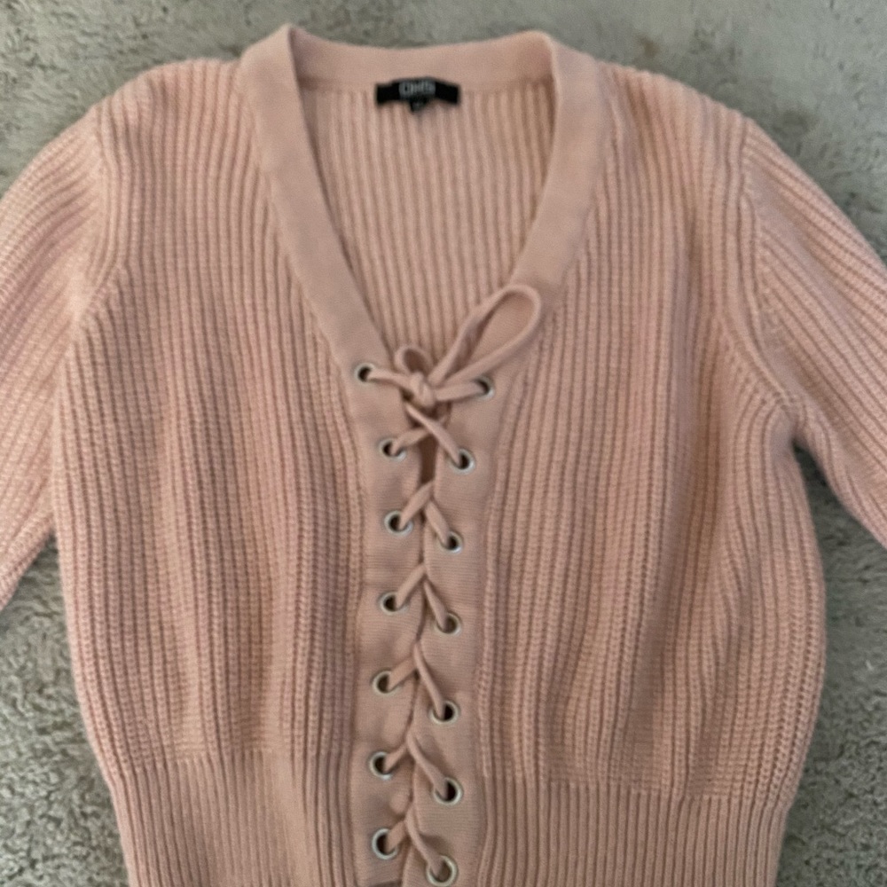 Pink tie up sweater